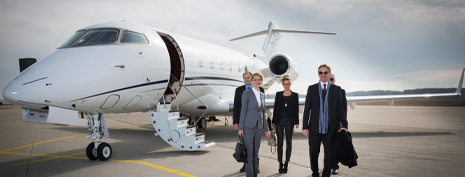 crew leaving private plane