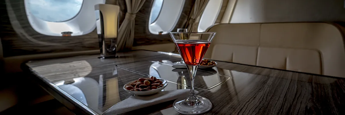 dining on a private jet