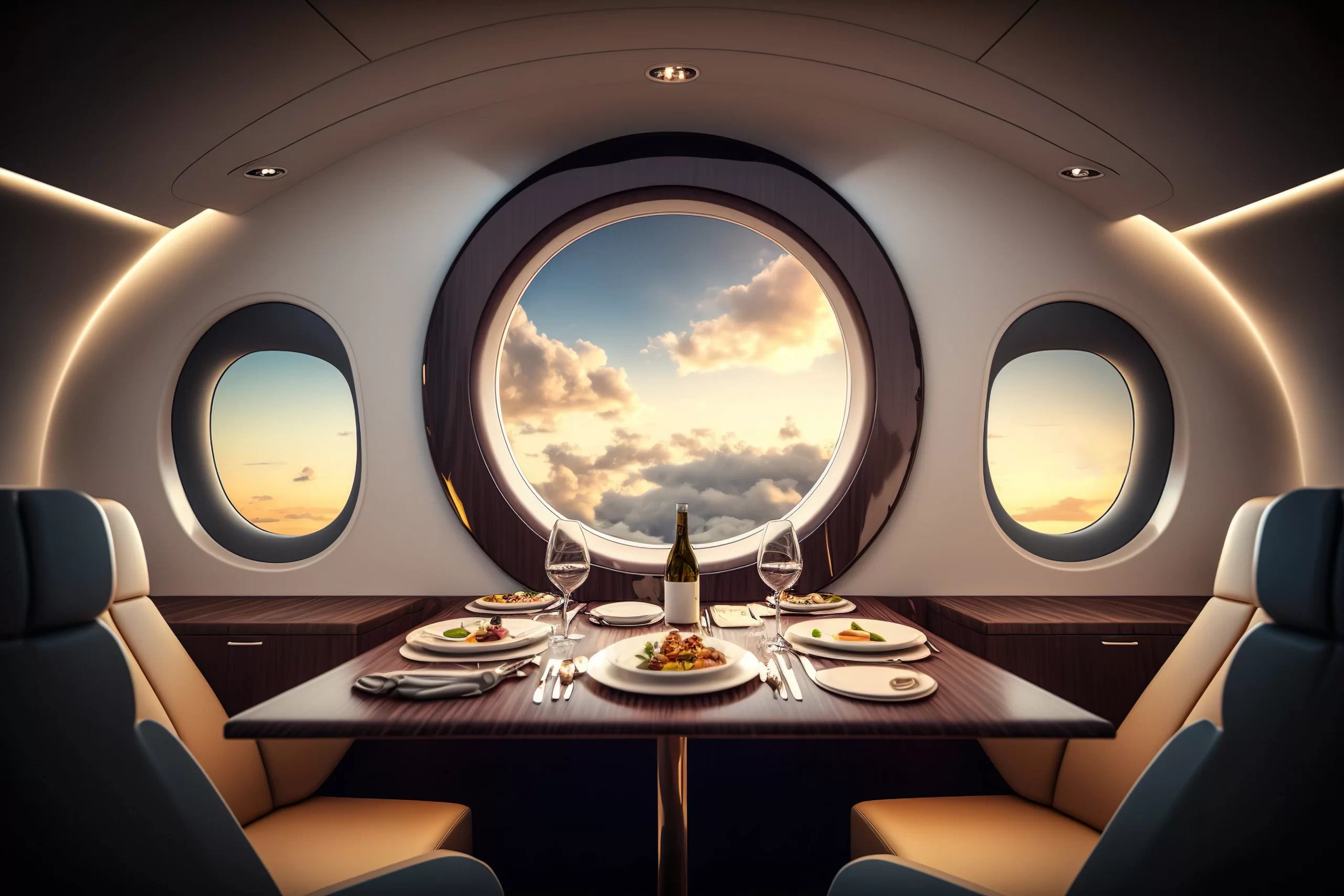 dinner on a private jet
