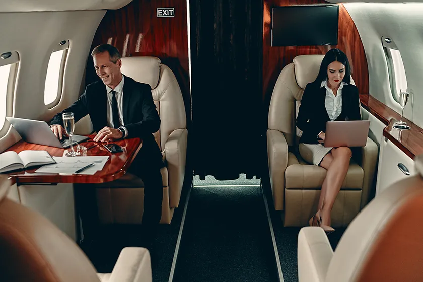 passengers on a private jet