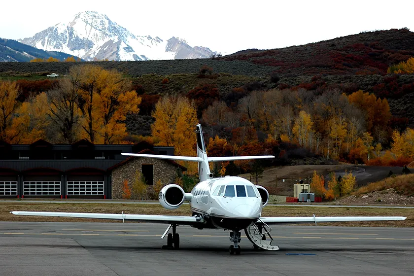 private jet in fall